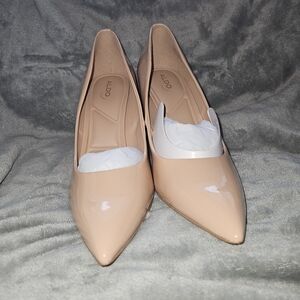 Aldo Stessy Beige Patent Pointed-Toe Heels